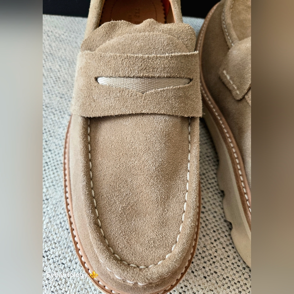 NWB RAG & BONE Men’s Platform Penny Loafers Nougat Suede Size:44 - Picture 4 of 11